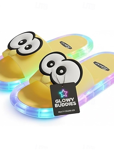  Pantoufles lumineuses pour femmes et hommes, pantoufles d'intérieur, chaussons en mousse à mémoire de forme, douces, mignonnes, à bout ouvert, antidérapantes, à plateforme, roses et blanches (éviter