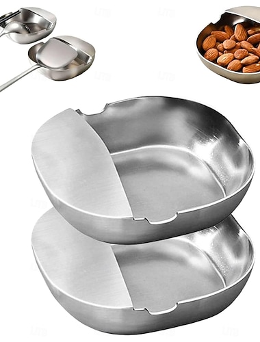  2/3 Stück Löffelablage aus Edelstahl 304 &Mehrzweck-Küchenutensilienhalter, freistehender Schöpfkellenhalter und Snackteller mit stabilem Design, spülmaschinenfest, für Pfannenwender, Schöpfkellen und