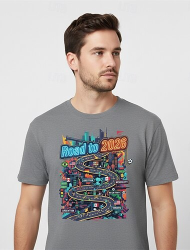  Calcio mondiale Abbigliamento sportivo Maglietta grafica Vintage Football americano Maglietta da papà calciatore Corte Grafico per Per uomo Adulti Stampa 3D  per Feste Sport all'Aperto