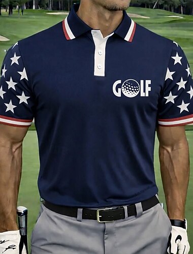  4. heinäkuuta 2026 250. Miesten Yhdysvaltain Yhdysvaltain lippu Golf Urheilu poolopaidat Lyhythihainen Poolopaidat Kauluspaidat Vapaa-aika Urheilu- ja treenivaatteet Napit Kevät kesä Sininen Musta 3