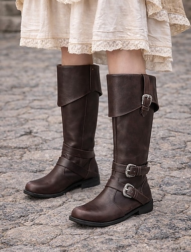  Medeltida kostymer Renässans Skor Stövlar Pirat Viking Maskeradkläder Dam Viking Pirat Halloween Karnival Prestanda LARP Ren Faire Vuxna Skor