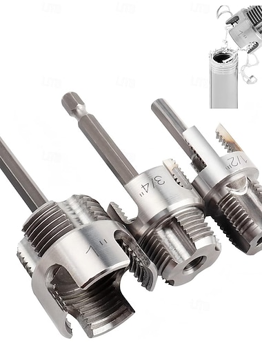  3 integrierte interne &Außengewindeschneidwerkzeug, multifunktionales Gewindeschneidwerkzeug für 1/2"-Rohre. &3/4" &1" PVC-/Kunststoffrohre, Gewindeschneidset für elektrische Bohrmaschinen