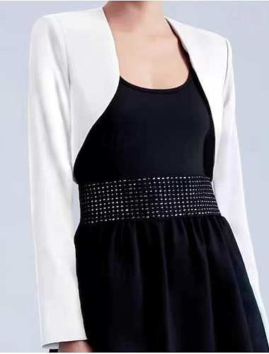  Estolas Femininas Bolero Envoltórios da mãe Agasalhos de noiva Envelopamentos de convidados de casamento Elegante senhoras Estilo Formal Manga Longa Tecido Que Estica Estolas de Casamento Com Cor Pura