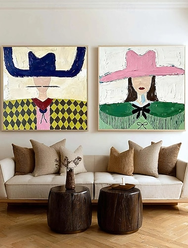  Ölgemälde Handgemalte Quadrat Abstrakt Landschaft Modern Impressionismus Ohne Innenrahmen (ohne Rahmen)