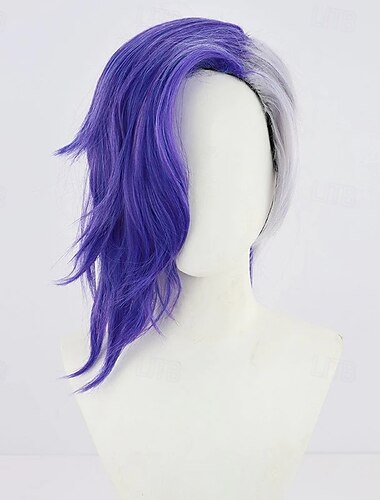  Vlnitá paruka Ocean Adventurer ve fialové a stříbrné barvě pro cosplay párty