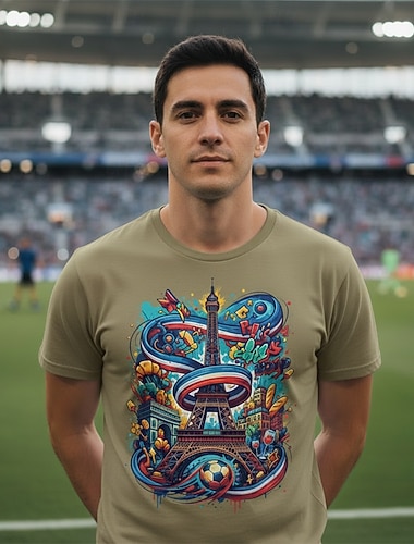  Weltfußball Sportbekleidung Grafisches T-Stück American Football Französischer Fußballfan Patriotisch T-Shirt Ärmel für Herren Erwachsene 3D-Druck  für Party Sport im Freien