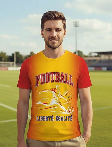  Fußball-Weltmeisterschaft 2026 Outfits Grafisches T-Stück American Football Französischer Fußballfan Patriotisch T-Shirt Ärmel für Unisex Erwachsene 3D-Druck  für Party Sport im Freien