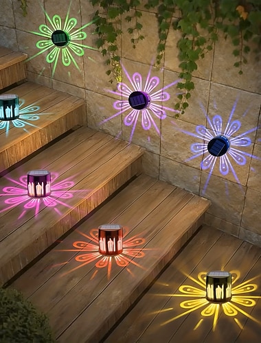  2/4 stk. solcellegjerdelys, utendørs vanntett rgb vegglampe fargeskiftende lys utendørs solcellegjerdelys gjerde bakgård hage inngangsdør terrasse landskapsdekorasjon