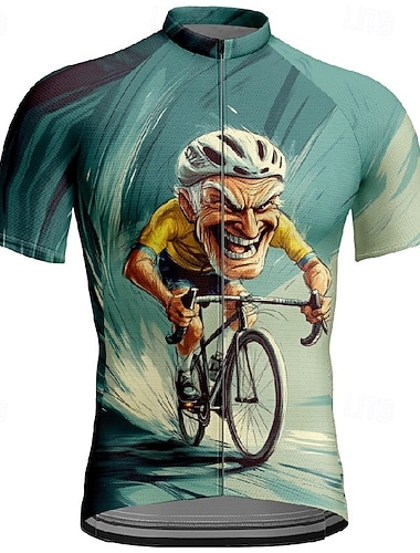  Męskie Koszulka rowerowa Graficzny Krótki rękaw Rower Tee Tshirt Dżersej z 3 tylnymi kieszeniami Kolarstwo górskie Szybkie wysychanie Anatomiczny kształt Odprowadzające wilgoć Oddychający Sport Żółty