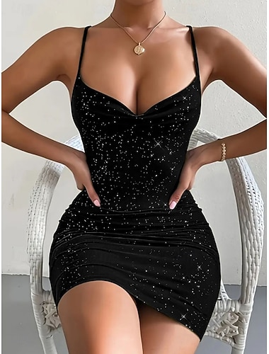  Damen Minikleid Freizeitkleid Bodycon Unterkleid Mode Modern Sexy Kleid Outdoor Urlaub Party Normale Passform Einfach Ärmellos V Ausschnitt Schwarz Burgunderrot Sommer Frühling