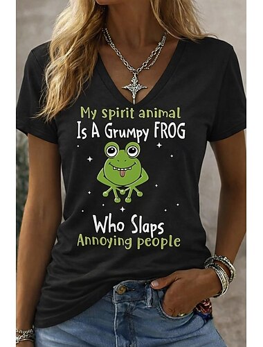  dam t-shirt rolig humor citat snygg klassisk avslappnad kortärmad v-ringad vanlig toppar dagligen utekväll helg svart vit vit 2 sommar vår höst vinter