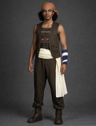  Aventureiro do Oceano Usopp Pirata do Chapéu de Palha Anime Traje Cosplay Trajes de cosplay Dia Das Bruxas Carnaval Comic Con Anime Expo Colete Calças Decoração de Cabelo Para Homens Adulto