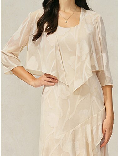  Dame Trekker på skuldrene Illusjonsblonder Blomstret Elegant Stilfull 3/4 ermer Cowl-hals Crop Tops Daglig Bryllupsgjest Ferieklær Mink Sommer Vår Høst