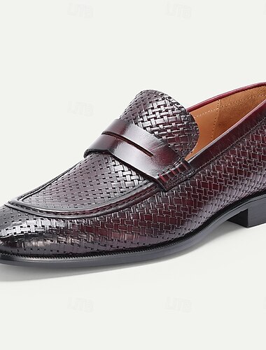  Mocassins masculinos de couro premium – couro bovino genuíno, textura trançada, conforto ao calçar, estilo formal elegante, perfeitos para casamentos, escritório, festas e ocasiões especiais.