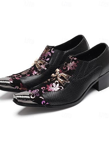  Svarta herrloafers i läder med paisleymönster – lyxiga slip-on-skor för bröllop och formella kvällsevenemang