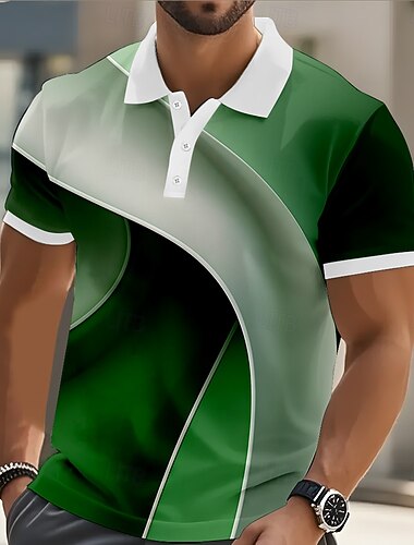  男性用 幾何学的な ライン ポロシャツ 半袖 ポロシャツ 襟付きシャツ カジュアル アスレイジャー ボタン 春夏 ブルー ルビーレッド パープル