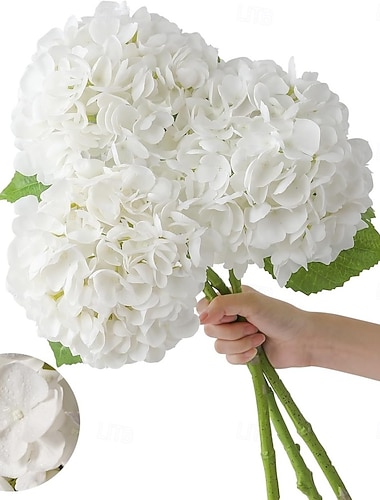  3 stuks hortensiastelen van 57 cm (22,5 inch), realistische kunstbloemen van latex voor huisdecoratie, bruidsboeketten, tafelstukken voor feesten en binnendecoratie. &buitendecoratie