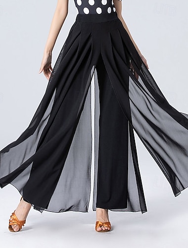  Latindans Bukser Ren Farge Dame Fest Trening Ermeløs POLY