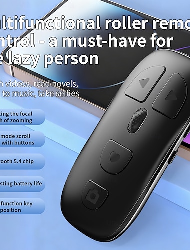  Bluetooth-sider for Kindle, TikTok fjernkontroll med scrollhjul, trådløs selfie-kamerautløser og zoomknapp for iPhone, iPad og Android, lang batterilevetid