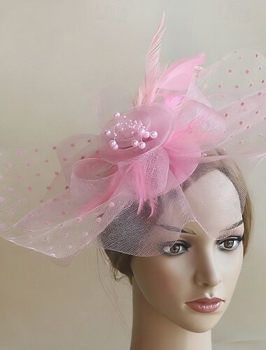  fascinators Fjær Nett Bryllup Bursdag Årgang søt stil Med Fjær Tyll Hodeplagg Hodeplagg