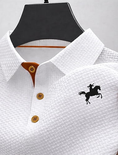  Herre Vaffel poloskjorter Med Tekstur Avslappet Arbeid Knaphul Kortermet Grunnleggende Moderne Grafisk Med Tekstur Kjøling Ice Silk Vår sommer Svart Hvit Navyblå Lyseblå Vaffel poloskjorter