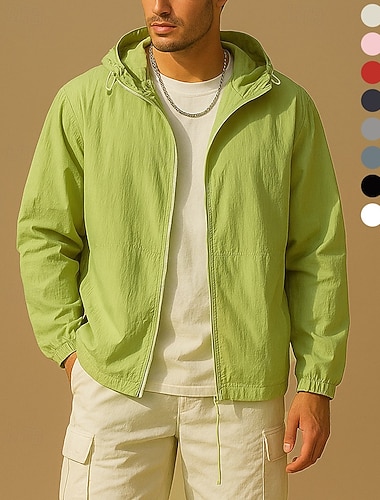  Miesten Tuulitakki Softshell-takki Vaellustakki Ulko- Aurinkovoide Nopea kuivuminen Kevyt Hengittävä Vaellusasut Vaellusvaatteet Kesä Kevät Takki Tennis Golf Juoksu Yhtenäinen väri Musta Valkoinen