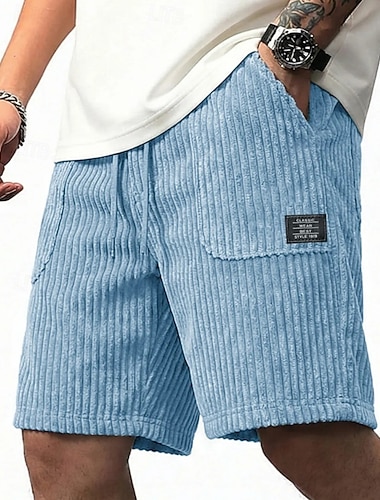 Herren Shorts Freizeitshorts Cordshorts Tasche Einfach Komfort Atmungsaktiv Kurz Lässig Outdoor Urlaub Urlaub Streetwear Schwarz Weiß Unelastisch