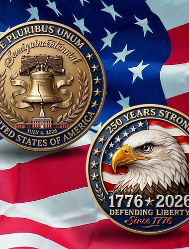  Amerikansk minnemynt til 250-årsjubileum med design av Liberty Bell og ørn som hedrer 250 år med amerikansk frihet, gave