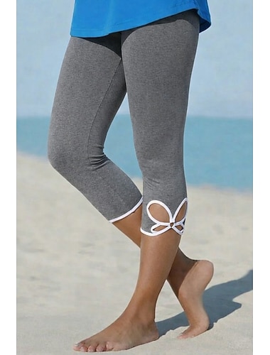  Damen Caprihose Leggings Gemütliche Leggings Urlaub Basic Lässig Wadenlang Hohe Taille Einfach Elastischer Bund Komfort Atmungsaktivität Dehnbar Urlaub Formell Straße Schwarz aschgrau Sommer Frühling