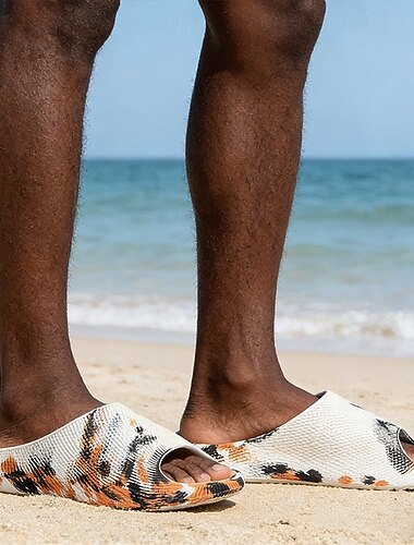  Lette slip-on sommersko til herre på stranden – komfortabel myk EVA-overdel, pustende åpen tå, sklisikre, uformelle sandaler for bassengkanten, ferie og friluftsliv