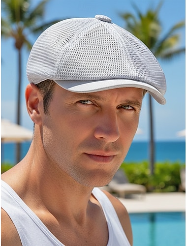  قبعة رجالية شبكية تسمح بمرور الهواء، متوفرة بألوان متعددة، مصنوعة من البوليستر الخفيف، مناسبة للارتداء اليومي غير الرسمي، والسفر، والإجازات، والأنشطة الخارجية الصيفية.
