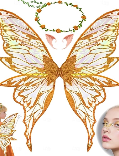  Middeleeuws Renaissance Vleugels Accessoires Ear Cuffs Elf Fee Vlinder Kostuum Dames Fantasie Halloween Carnaval Prestatie LARP Ren Faire Volwassenen Meer Accessoires