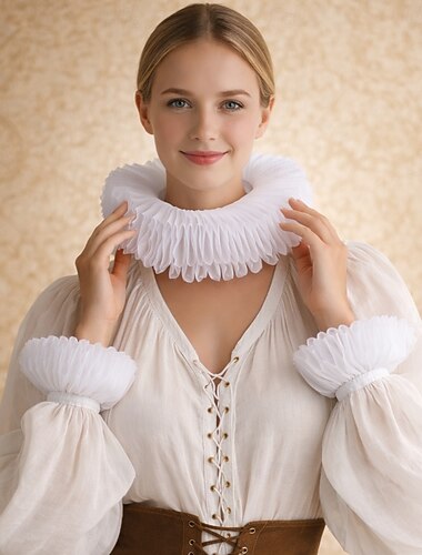  Rokoko Wiktoriańskie Renesansowa Kołnierz z falbanką elżbietańską Szlachcic Pani wielkiego rodu Strój na bal maskowy Dla obu płci Halloween Karnawał Spektakl LARP Ren Faire Dla dorosłych Kołnierz Na