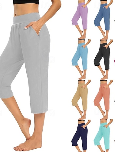  Dámské šortky capri Kalhoty chinos prázdniny Šik ven Na běžné nošení Telecí délka Středně vysoký pas Bez vzoru Kapsy Elastický pas Pohodlný Prodyšné Elastické Denní Venkovní Streetwear Fialová Tmav