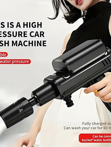  Draadloze draagbare hogedrukreiniger, opvouwbare handhogedrukreiniger voor autowassen, accu-aangedreven hogedrukreiniger met een looptijd van 60 minuten, snelladen voor het reinigen van terras,