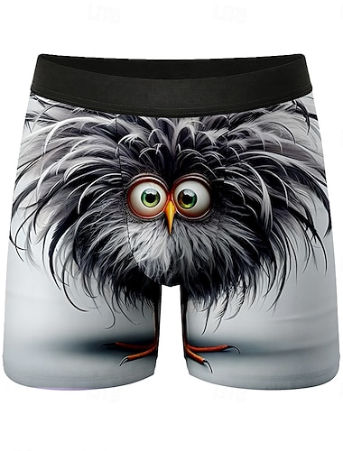  Homens Animal Pintinho Frangos Frizzle Cuecas Boxer Elásticas Calção de Banho Shorts de natação boxer Engraçado Casual Casa férias na praia Cintura elástica Absorção de umidade Roupa íntima respirável