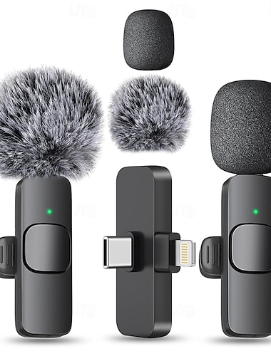  Trådløs minimikrofon for iPhone- og Android-telefoner, jakkeslagsmikrofon for lyd- og videoopptak, jakkeslagsmikrofon for innholdsskapere på YouTube, TikTok, podkaster og vlogger