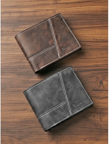  Pánská vintage peněženka z umělé kůže, vícepřihrádkový design, retro opotřebovaný povrch, vícebarevná, odolný PU materiál, ideální na cesty, pro každodenní nošení