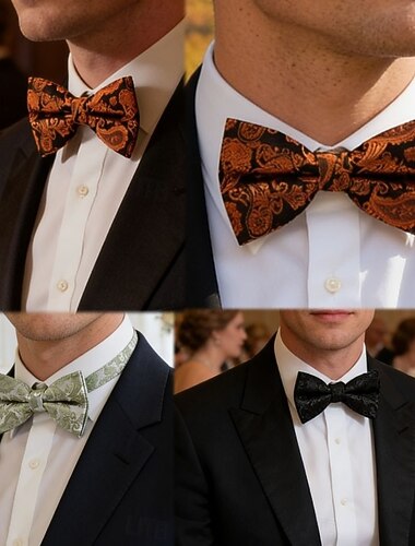  Herr Fluga Elegant Mode Formell Paisley Paisley Rutig Företag Kontor Bröllop