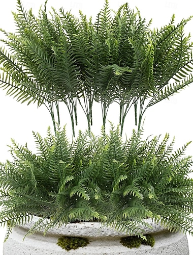  24 felci finte per esterni, piante di felce finte resistenti ai raggi UV, cespugli di felce verde artificiale per giardino interno, portico &decorazioni verdi per patio