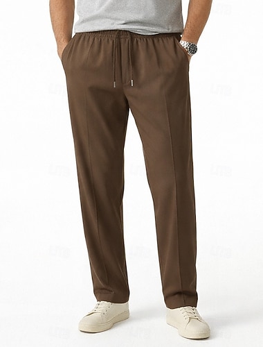  Herren Hose Anzughose Freizeithose Kordelzug Tasche Elastischer Bund Einfach Komfort Weich Volle Länge Täglich Outdoor Streetwear Mode Lässig Blau Schwarz Mikroelastisch