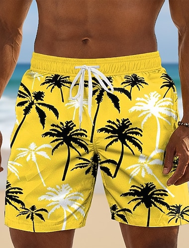  Pánské Kokosový strom Tropické rostliny Plavecké trenýrky Plavky pánské Surfovací šortky Středně vysoký pas Havajské Plážová dovolená Boční kapsy Podšívka ze síťoviny Elastická šňůrka v pase Návrhář