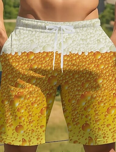  Herre Øl Badeshorts Surfeshorts Medium Midje Hawaiisk Strandferie Sidelommer Mesh fôr Elastisk snøring i midjen Designer Klær