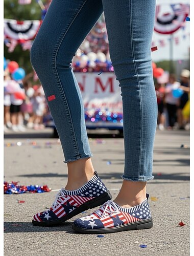  Dames canvas sneakers ter ere van het 250-jarig jubileum van de VS - met herdenkingssterren &gestreepte schoenen voor de onafhankelijkheidsdag van 2026 &patriottische evenementen