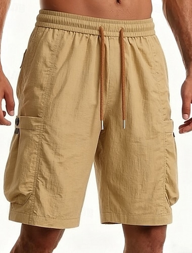  Herren Cargohose Cargohosen Cargo-Shorts Shorts Freizeitshorts Gerafft Kordelzug Tasche Einfach Komfort Schnelltrocknend Knielang Lässig Outdoor Strand Urlaub Mode Schwarz Gelb Unelastisch