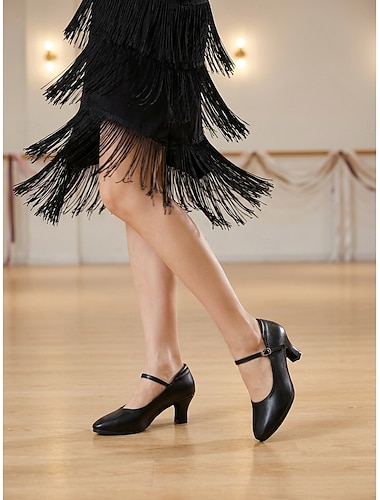  Scarpe da ballo da sala nere da donna, classiche scarpe Mary Jane con tacco basso per esercitarsi nel valzer e nel tango. &balli sociali
