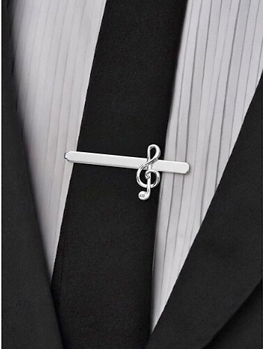  Stropdasclip van legering in de vorm van een muzieknoot, een elegant formeel accessoire voor bruiloften, feesten en zakelijke gelegenheden, stijlvol zilverkleurig ontwerp voor mannen