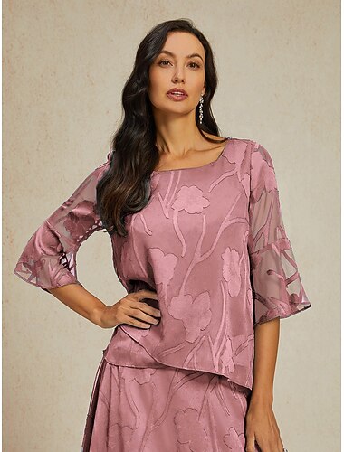  Femmes Chemise en Dentelle Chemisier Hauts Élégants Hauts en mousseline de soie Ourlet asymétrique Couleur Unie Fleuri Graphique Élégant Basique Occasionnel Demi Manches Manche flottante Col Bateau