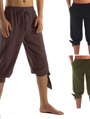  ancien Médiéval Renaissance Pantalon Shorts Pantalons de pirate Pirate Viking Croisé Ranger Déguisement Homme Pirate Fantaisie Pantalon Été