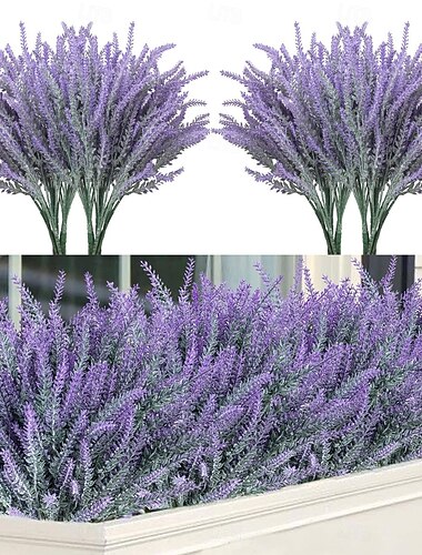  24 mazzi di fiori artificiali di lavanda, piante finte in plastica per casa, matrimonio, cucina, giardino, patio, davanzale, ufficio, centrotavola, decorazioni per interni ed esterni, grigio viola